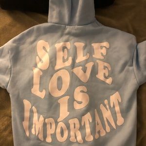 self love is important baby blue hoodie